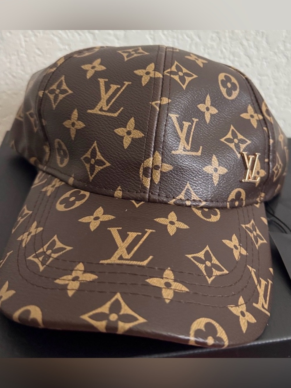 LV Brown & Gold Monogram Baseball Cap